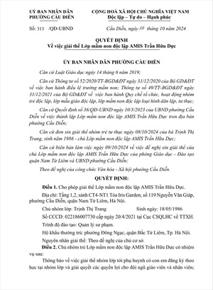 Hà Nội:  Cơ sở MN Amis Trần hữu Dực vẫn treo biển khi đã có quyết định giải thể!