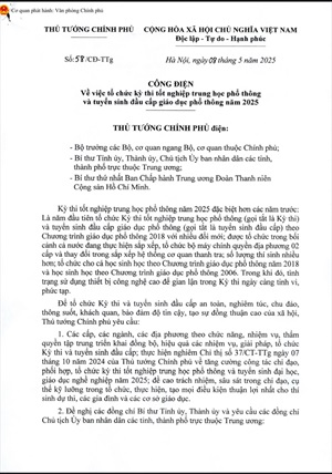 Thủ tướng chỉ đạo tổ chức nghiêm túc kỳ thi tốt nghiệp THPT và tuyển sinh đầu cấp năm 2025