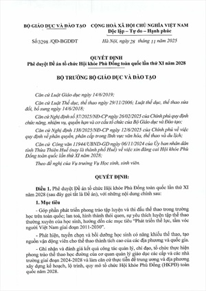 Phê duyệt Đề án tổ chức Hội khỏe Phù Đổng toàn quốc lần thứ XI năm 2028
