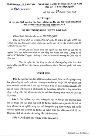 Bộ GD&ĐT công bố ngưỡng bảo đảm chất lượng đầu vào các ngành đào tạo giáo viên, sức khỏe và pháp luật năm 2026
